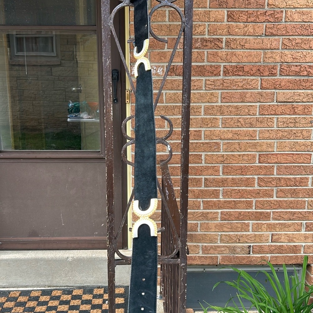 Black Suede Belt with Gold Accents